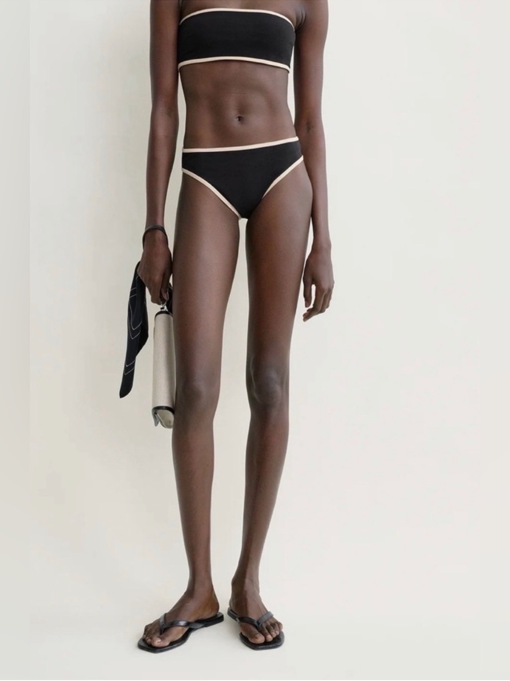 Vince New With Tags Strapless Bikini Set Black With White Trim Size L